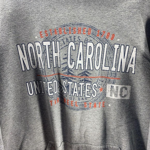 Gildan Sweater Mens XL Gray‎ North Carolina Long Sleeve Hooded Pullover Hoodie - Picture 3 of 10